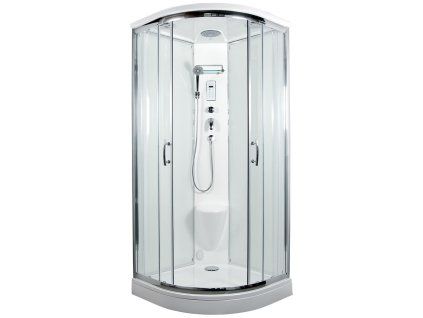 263 6 parni sprchovy box briliant model 8 ctvrtkruhovy s vanickou z liteho mramoru sedatkem radiem parnim vyvijecem a stropem s horni sprchou cire sklo