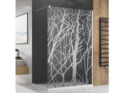 SanSwiss Ronal WALK-IN EASY 140 cm sprchová zástěna sklo Stromy STR4P1405062