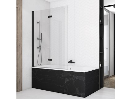 SanSwiss Ronal SOLINO Black 100 cm levá vanová zástěna sklo Transparent SOLB2G1000607