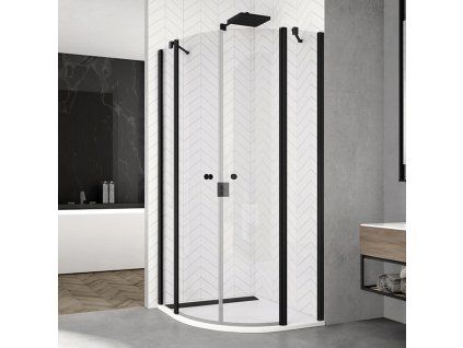 SanSwiss Ronal SOLINO Black 90 x 90 cm sprchový kout sklo Transparent SOR500900607
