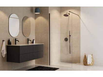 33548 walk in sprchovy kout aveo black s moznosti pevne bocni steny