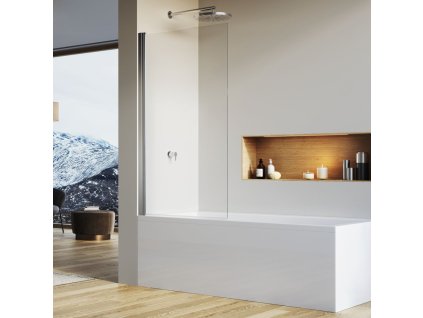 SanSwiss SOLINO 75 cm jednokřídlá vanová zástěna - aluchrom/sklo bílé linky SOEB107505088