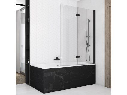 SanSwiss SOLINO Black 100 cm vanová zástěna - černý/sklo bílé linky SOLB2D1000688