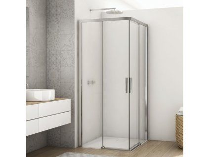 SanSwiss DIVERA 90 cm rohový vstup - aluchrom/sklo Screen D22SE2B0905087