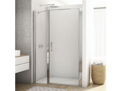 SanSwiss DIVERA 150 cm jednokřídlé dveře - aluchrom/sklo bílé linky D22T31090605088