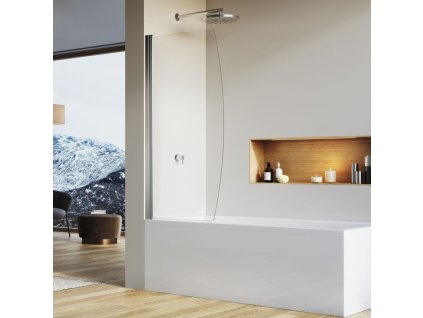 SanSwiss SOLINO 85 cm jednokřídlá vanová zástěna elox/sklo bílé linky -  SOLB108500188