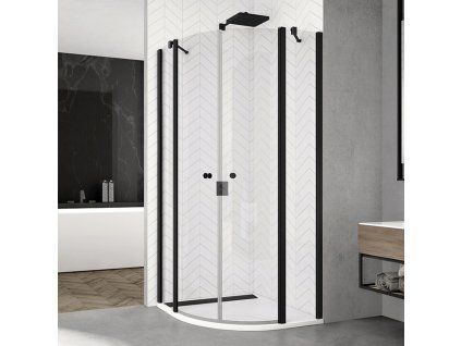 SanSwiss SOLINO 90 cm Black čtvrtkruh sprchový kout - černý/sklo Screen SOR55900687