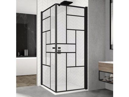 SanSwiss SOLINO 90 cm Black rohový vstup - černý/sklo Loft 73 SOL1D0900673