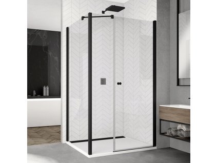 SanSwiss SOLINO Black 120 cm boční stěna - černý/sklo bílé linky SOLT312000688