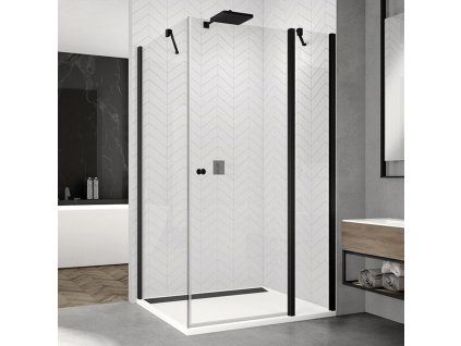 SanSwiss SOLINO Black 80 cm boční stěna - černý/sklo bílé linky SOLT108000688