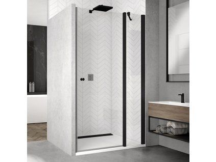 SanSwiss SOLINO Black 100 cm dveře - černý/sklo bílé linky SOL1310000688