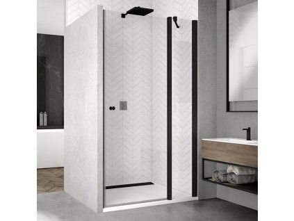 SanSwiss SOLINO Black 110 cm jednokřídlé dveře - černý/sklo Screen SOL1311000687