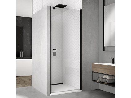 SanSwiss SOLINO Black 75 cm jednokřídlé dveře černý/sklo bílé linky SOL107500688
