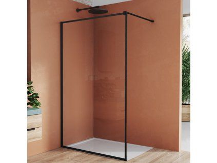 SanSwiss EASY 100 cm pevná stěna walk-in samostatná s vyrovnávacím profilem - černý/sklo Loft 90 STR4P1000690