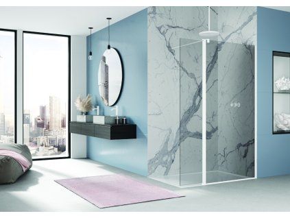SanSwiss EASY 80 cm pevná stěna walk-in - bílý/sklo Parsol STR4P0800920