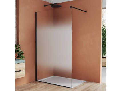 SanSwiss EASY 90 cm pevná stěna walk-in - černý/sklo Shade STR4P0900668