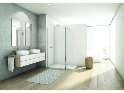 SanSwiss DIVERA 180 cm pevná stěna - aluchrom/sklo Screen D22WI31805087