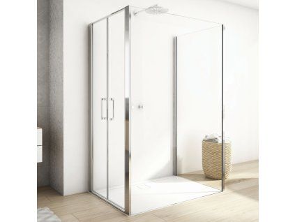 SanSwiss DIVERA 120 cm doplňková boční stěna v 120° - aluchrom/sklo Transparent D22F31205007