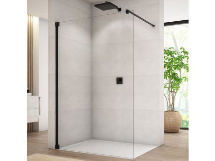 SanSwiss Cadura 130 cm pevná stěna walk-in - černý/sklo Screen CAT41300687