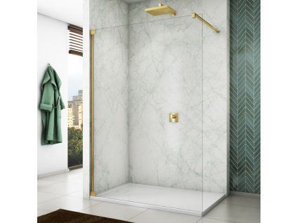 SanSwiss Cadura 110 cm pevná stěna walk-in - zlatý/sklo Shade CAT41101268