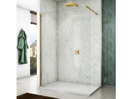 SanSwiss Cadura 100 cm pevná stěna walk-in - zlatý/sklo Transparent CAT41001207