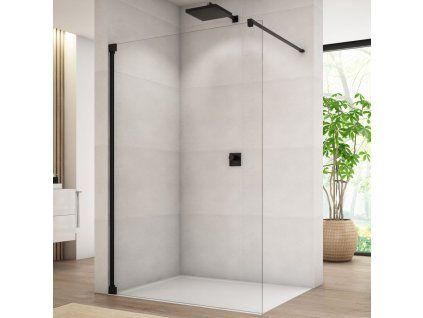 SanSwiss Cadura 100 cm pevná stěna walk-in - černý/sklo Screen CAT41000687