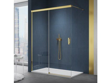 SanSwiss Cadura 160 cm pevná stěna walk-in - zlatý/sklo Screen CAW2G1601287