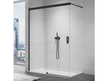 SanSwiss Cadura 100 cm pevná stěna walk-in - černý/sklo Screen CAW2G1000687