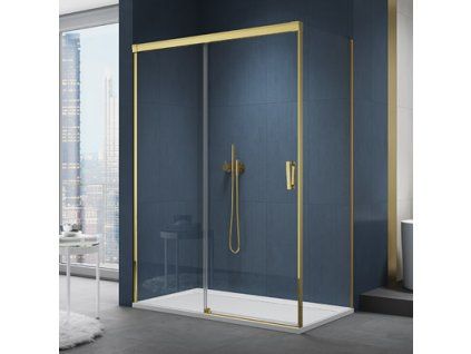 SanSwiss Cadura 130 cm jednodílné posuvné dveře - zlatý/sklo Screen CAS2G1301287