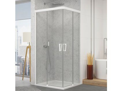 SanSwiss Cadura 120 cm dvoudílné posuvné dveře pravé - bílá/sklo Screen CAE2D1200987