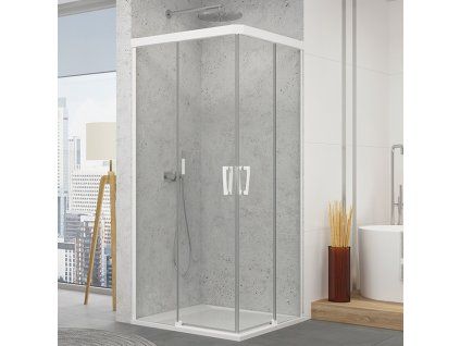 SanSwiss Cadura 120 cm dvoudílné posuvné dveře levé - bílá/sklo Screen CAE2G1200987