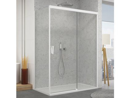 SanSwiss Cadura 120 cm jednodílné posuvné dveře - bílý/sklo Screen CAS2D1200987