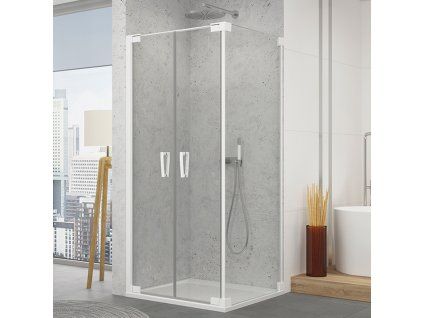 SanSwiss Cadura 110 cm dvoukřídlé dveře - bílý/sklo Screen CA2C1110987