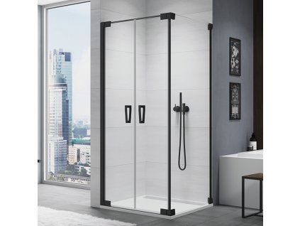 SanSwiss Cadura 110 cm dvoukřídlé dveře - černé/sklo Screen CA2C1110687