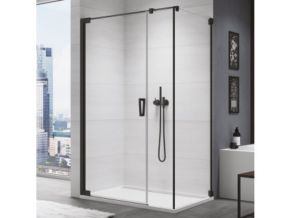 SanSwiss Cadura 100 cm boční stěna v 90° - černý/sklo Screen CAT51000687