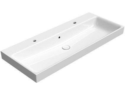 GSI NUBES keramické umyvadlo 120 x 50 cm 2 otvory s přepadem Extra Glaze bílá 9624211