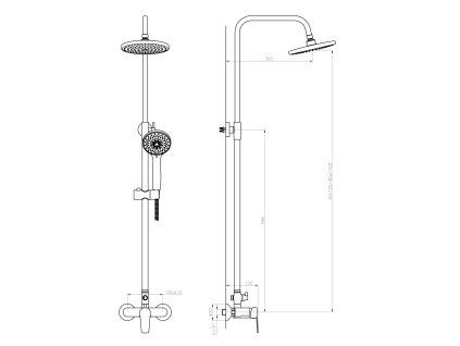 Bruckner Baron sprchový sloup s pákovou baterií chrom 612.139.1