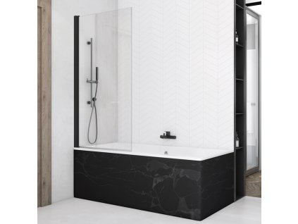 SanSwiss Ronal SOLINO Black 85 cm vanová zástěna sklo Transparent SOEB108500607