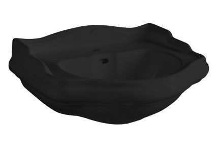 Kerasan Retro asymetrické umyvadlo 56 x 46,5 cm s otvorem pro baterii s přepadem keramické černá mat 104531