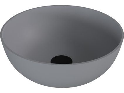 Polysan Banera Round umyvadlo na desku 39 cm bez otvoru pro baterii bez přepadu litý mramor šedá mat 14337.31