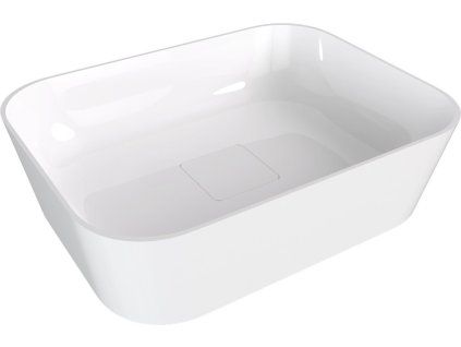 Polysan Banera Square umyvadlo na desku 50 x 36 cm bez otvoru pro baterii bez přepadu litý mramor bílá 14596