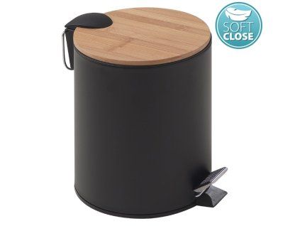 Gedy Kenta odpadkový koš 5l soft close černá mat bambus 1409