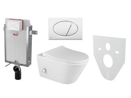Alcaplast AM115/1000 Renovmodul komplet k zazdění se závěsným WC RIMLESS Sapho AVVA 100315 s integrovanou baterií a bidetovou sprškou