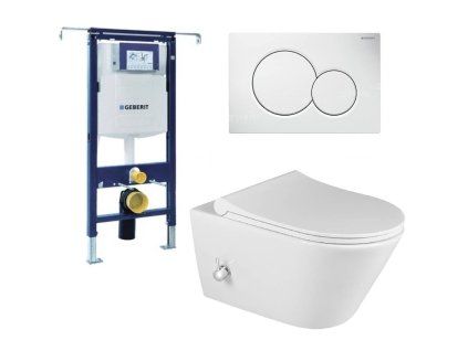 Geberit Kombifix Eco 110.302.00.5 komplet k zazdění se závěsným WC RIMLESS Sapho AVVA 100315 s integrovanou baterií a bidetovou sprškou