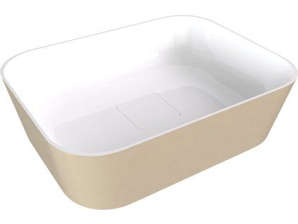 Polysan Banera Square umyvadlo na desku 50 x 36 cm litý mramor bílá béžová mat 14596.82
