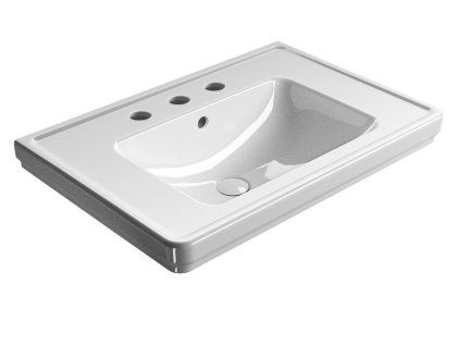 GSI Classic keramické umyvadlo 75 x 50 cm 3 otvory pro baterii s přepadem keramické bílá ExtraGlaze 8787311