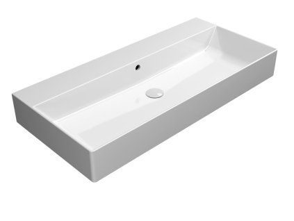 GSI Kube X keramické umyvadlo 100 x 47 cm bez otvoru pro baterii s přepadem keramické bílá ExtraGlaze 9423011