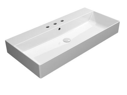 GSI Kube X keramické umyvadlo 100 x 47 cm 3 otvory pro baterii s přepadem keramické bílá ExtraGlaze 9423311
