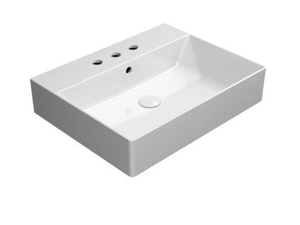 GSI Kube X keramické umyvadlo 60 x 47 cm 3 otvory pro baterii s přepadem keramické bílá ExtraGlaze 9431311