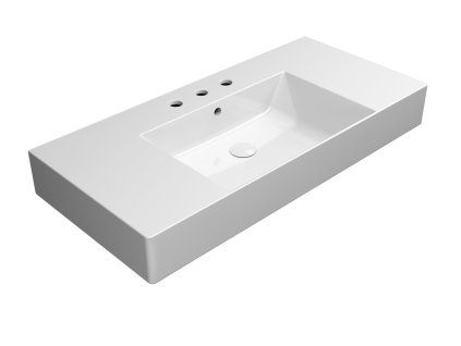 GSI Kube X keramické umyvadlo 100 x 47 cm s odkládacími plochami 3 otvory pro baterii s přepadem keramické bílá ExtraGlaze 9451311